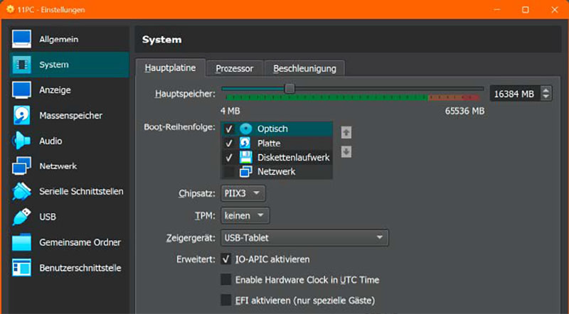 يموت Virtualisierungsumgebungen - Hier Virtualbox - Erlauben ihnen je Virtuelle Maschine eine serieduelle zuweisung des arbeitsspeichers.